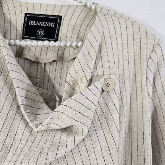 NWT Anthropologie Blanknyc Evereve Linen Blend Pinstripe Jacket XS Cream - Picture 9 of 13